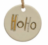 Round Stoneware Tag Ornament w/ Holiday Sentiment