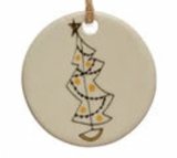 Round Stoneware Tag Ornament w/ Holiday Sentiment