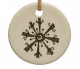 Round Stoneware Tag Ornament w/ Holiday Sentiment