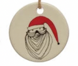 Round Stoneware Tag Ornament w/ Holiday Sentiment