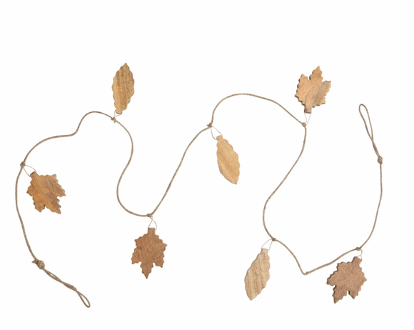 Mango Wood Leaf & Jute Garland