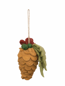 Pinecone w/ Leaves and Berries Ornament
