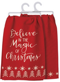 Red Believe In The Magic Of Christmas Tea Towel