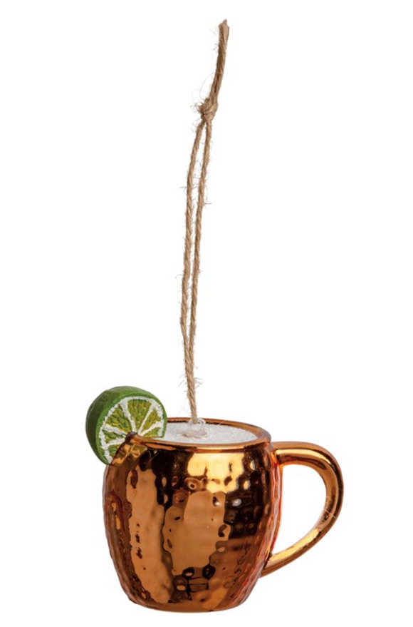 Glass Moscow Mule Cocktail Ornament