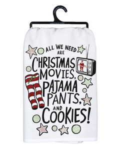 Christmas Movies & Pajama Pants Tea Towel