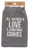 Grey All You Need Is Love & Christmas Cookies Tea Towel