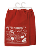 Red Peppermint Bark Recipe Tea Towel