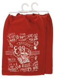 Red Egg Nog Recipe Tea Towel