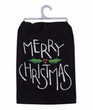 Black Merry Christmas Tea Towel