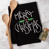 Black Merry Christmas Tea Towel