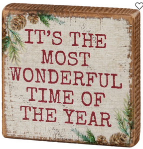It's The Most Wonderful Time of The Year Wooden Block Sign