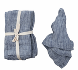 Blue Square Woven Linen Napkin Set