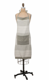 Cream & Olive Green Striped Apron w/ Pocket