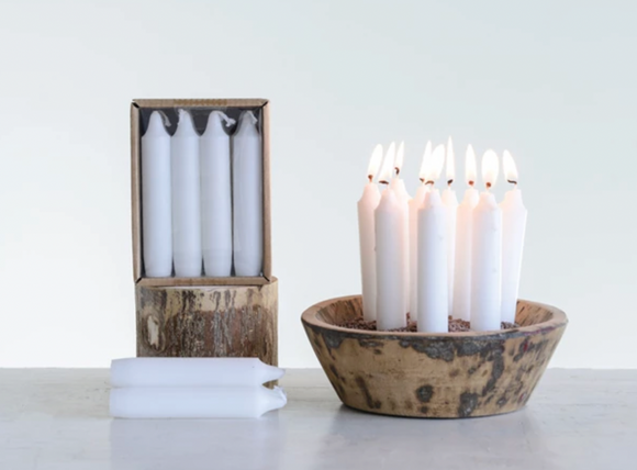 Unscented Short White Taper Candle Set