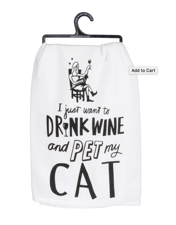 Drink & Pet My Cat Tea Towel
