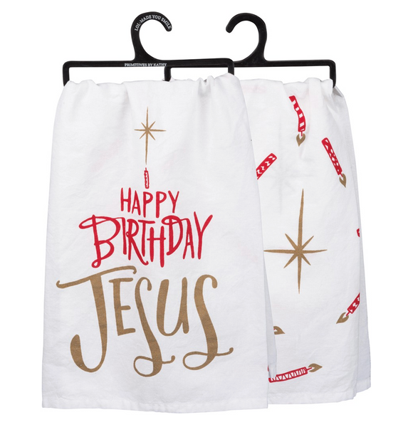 Happy Birthday Jesus Tea Towel