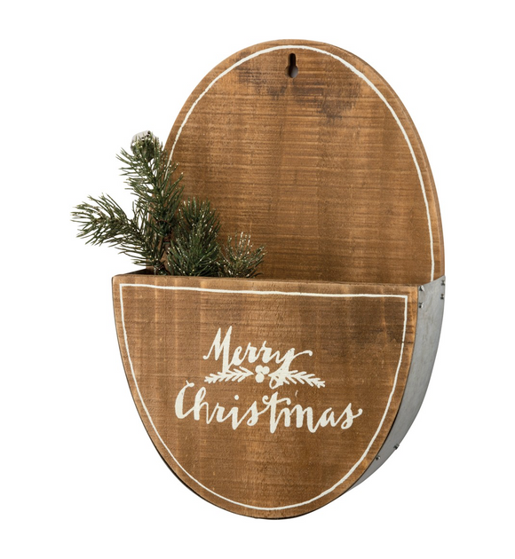 Wooden Merry Christmas Wall Pocket