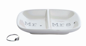 Stoneware Mr. & Mrs. Ring Dish