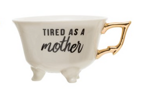 Footed Stoneware Teacup w/ Gold Electroplating