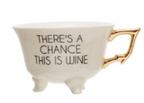 Footed Stoneware Teacup w/ Gold Electroplating