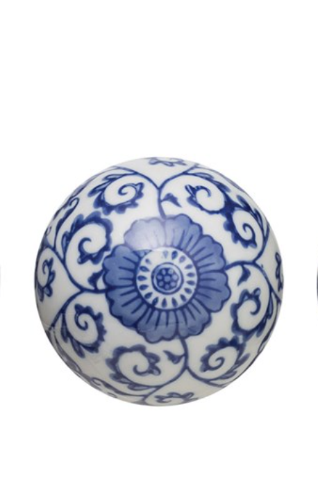 Blue & White Printed Ceramic Orb