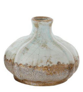 Round Distressed Two-Tone Terra-cotta Vase