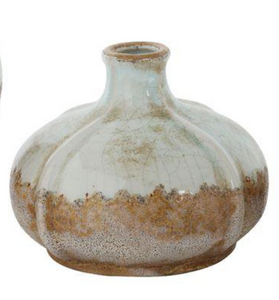 Round Distressed Two-Tone Terra-cotta Vase