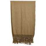 Woven Cotton Throw w/ Crochet & Fringe