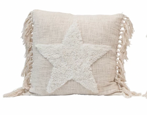 Holiday Punch Hook Pillow w/ Tassels