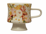 Footed Floral Stoneware Mug