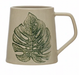 Debossed Leaf Stoneware Mug