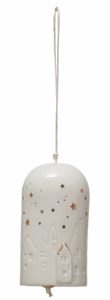 Porcelain Bell Ornaments w/ Holiday Scene