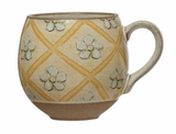 Stoneware Mug w/ Pattern & Interior Bee Image
