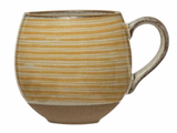 Stoneware Mug w/ Pattern & Interior Bee Image