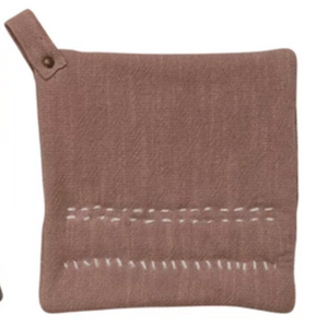 Hand-Embroidered Slub Pot Holder