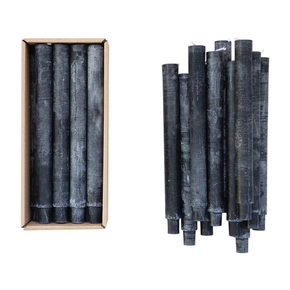 Black Unscented Powdered Taper Candle Set