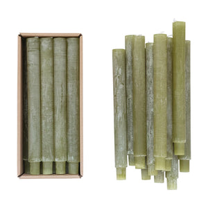 Unscented Powdered Green Taper Candle Set
