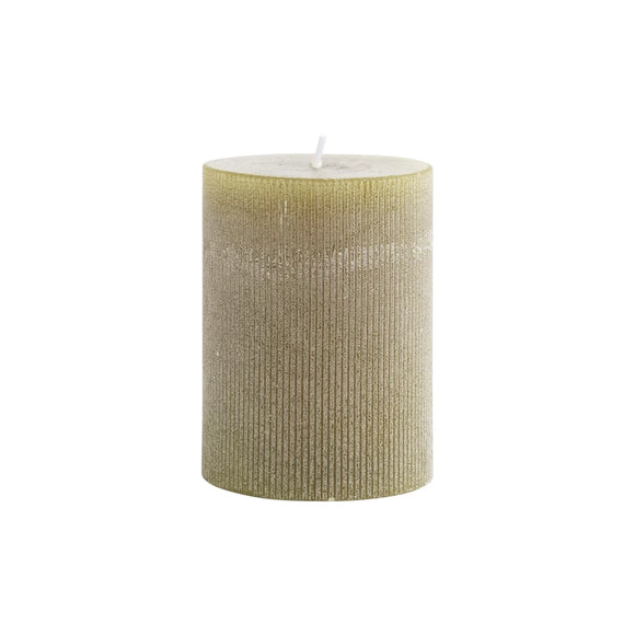 Unscented Pleated Olive Pillar Candle