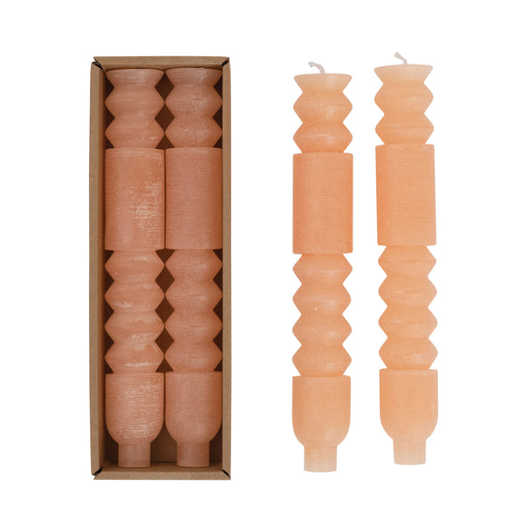 Unscented Pink Totem Taper Candle Set