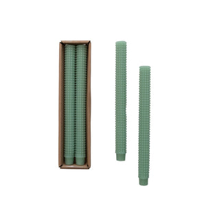 Unscented Mint-Colored Hobnail Taper Candle Set