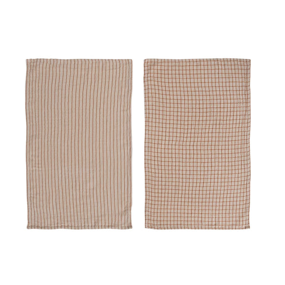 Rust & Neutral Double Cloth Tea Towel