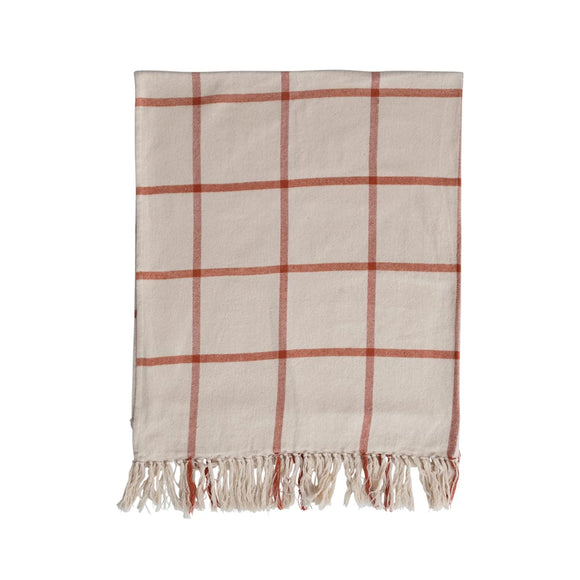 Rust Striped Flannel Throw