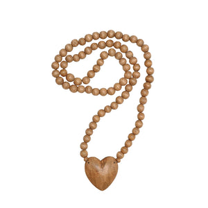 Hand-Carved Mango Wood Rosary w/ Heart