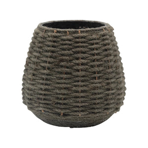 Hand-Woven Grey Jute & Glass Votive