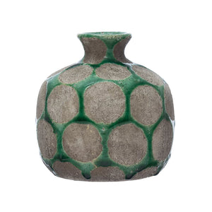 Green Wax Relief Terra-cotta Vase