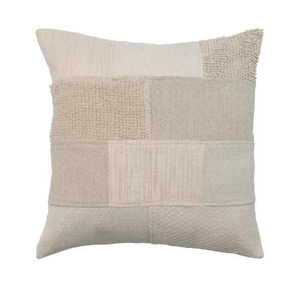 Neutral Chambray Patchwork Pillow