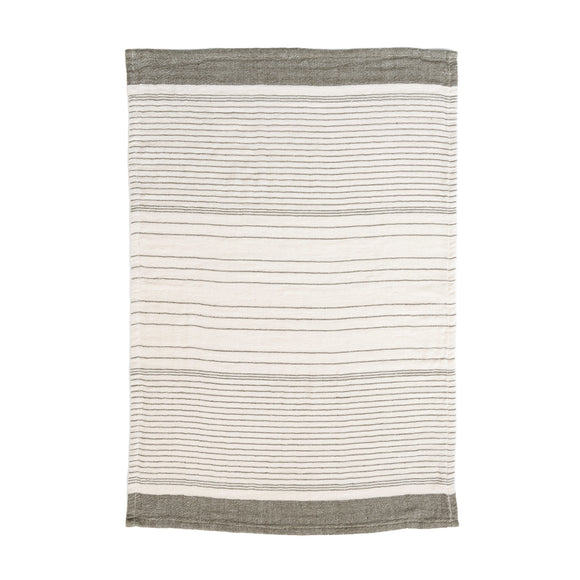 Cream & Olive Double Cloth Tea Towel