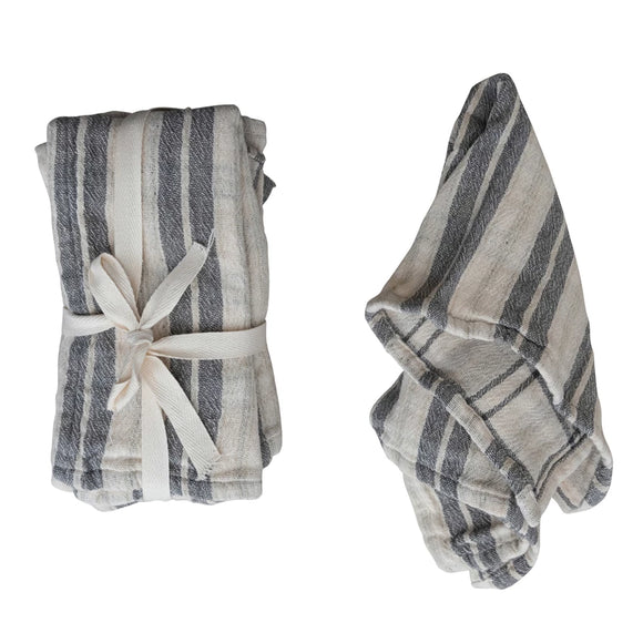 Charcoal & Neutral Striped Cloth Napkin Set