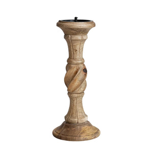 Carved Wood Candle Pillar