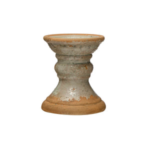 Small Distressed Mint Terra-cotta Candle Holder
